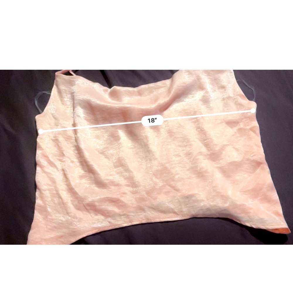 Caramela Peach Satin Cowl Neck Cami Top Hammered Texture Medium CT3076Ssatin - Picture 5 of 10